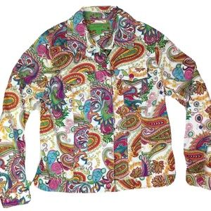 EUC Colorful Vintage Paisley Denim Jacket